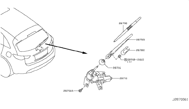 2013 Infiniti FX37 Rear Window Wiper Diagram