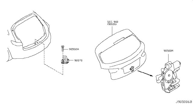 2011 Infiniti FX35 Back Door Lock & Handle Diagram 1