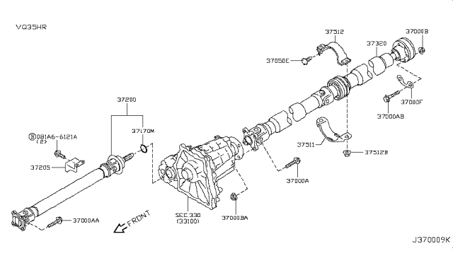 2011 Infiniti FX35 Propeller Shaft Diagram 2