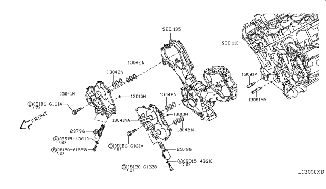 2012 Infiniti FX35 Cover Assembly VTC Diagram for 13041-1CA1A