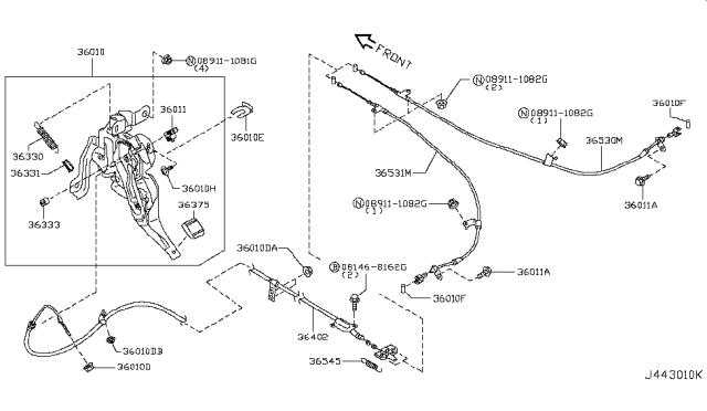 2016 Infiniti QX70 Parking Brake Control Diagram 3