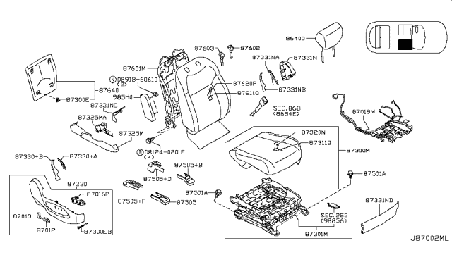 2009 Infiniti FX50 Front Seat Diagram 4