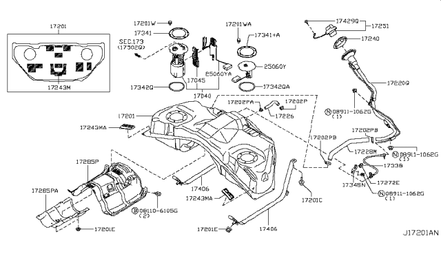 2011 Infiniti FX35 Fuel Tank Diagram 6