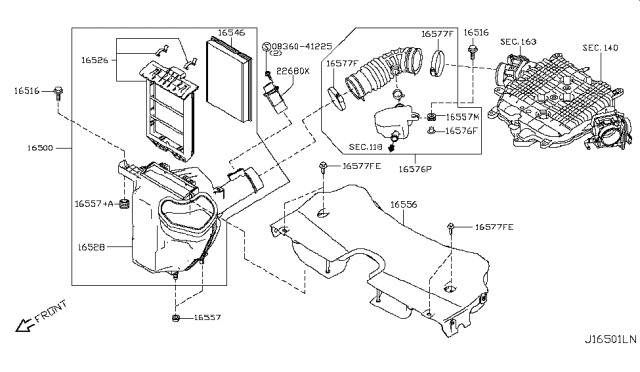 2012 Infiniti FX50 Air Cleaner Diagram 7