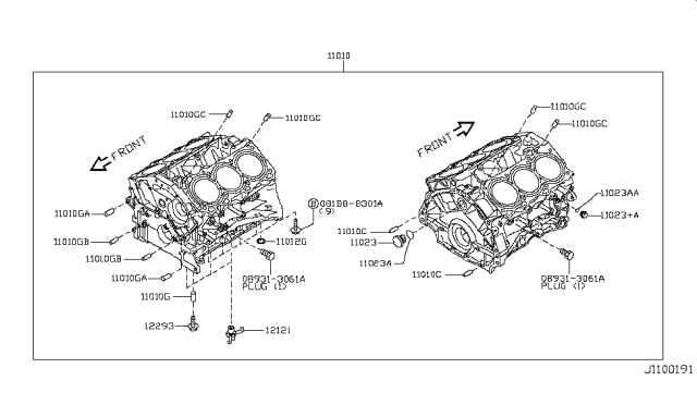 2010 Infiniti FX50 Cylinder Block & Oil Pan Diagram 8