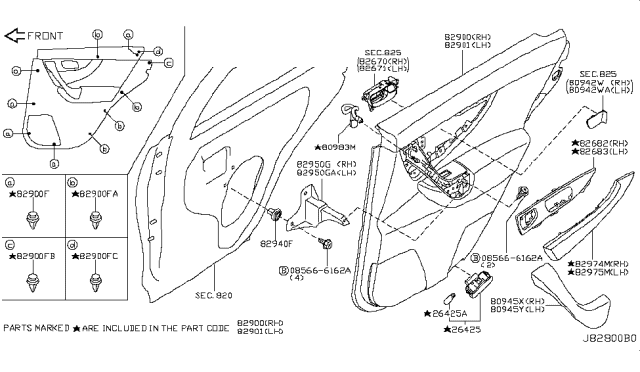 2011 Infiniti FX50 Rear Door Trimming Diagram 2