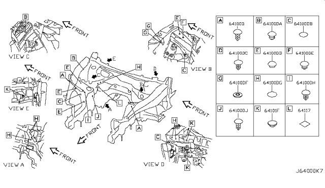 2009 Infiniti FX50 Hood Ledge & Fitting Diagram 2