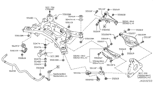 2015 Infiniti QX70 Rear Suspension Diagram 5
