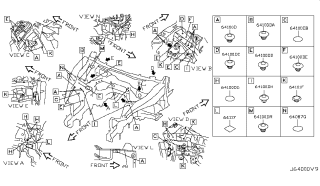 2012 Infiniti FX35 Hood Ledge & Fitting Diagram 4