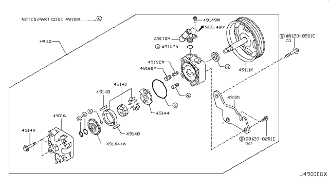 2011 Infiniti FX50 Power Steering Pump Diagram 2