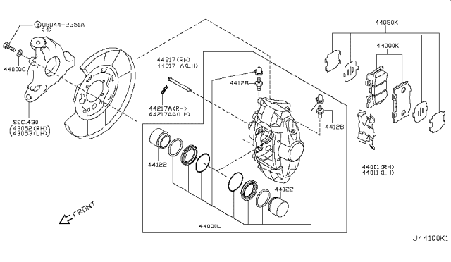 2012 Infiniti FX50 Rear Brake Diagram 1