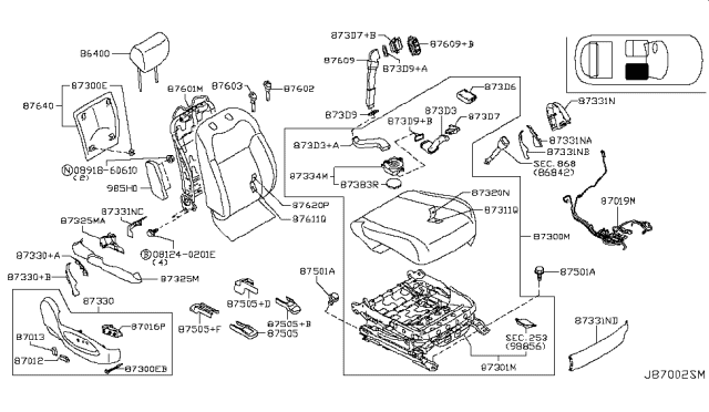 2010 Infiniti FX50 Front Seat Diagram 10