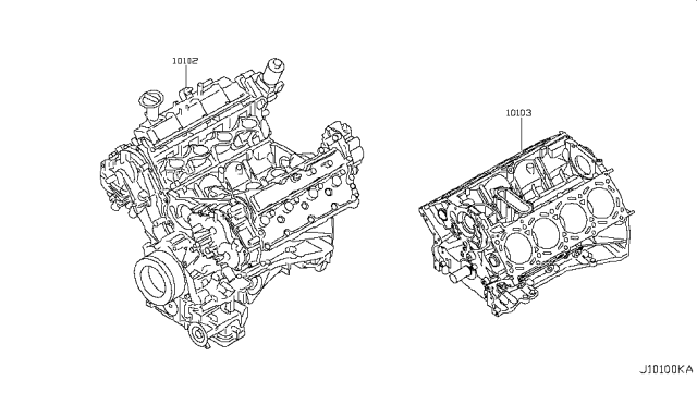 2011 Infiniti FX50 Bare & Short Engine Diagram 1