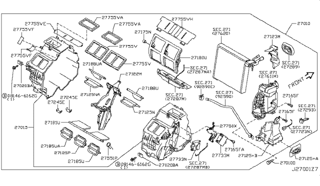 2011 Infiniti FX35 Heater & Blower Unit Diagram 3