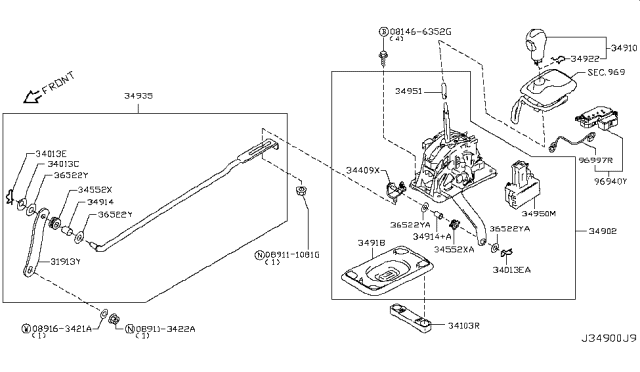 2010 Infiniti FX35 Auto Transmission Control Device Diagram 1