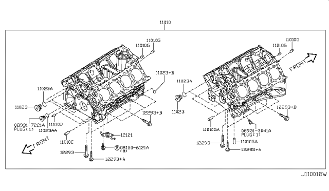 2013 Infiniti FX50 Cylinder Block & Oil Pan Diagram 5