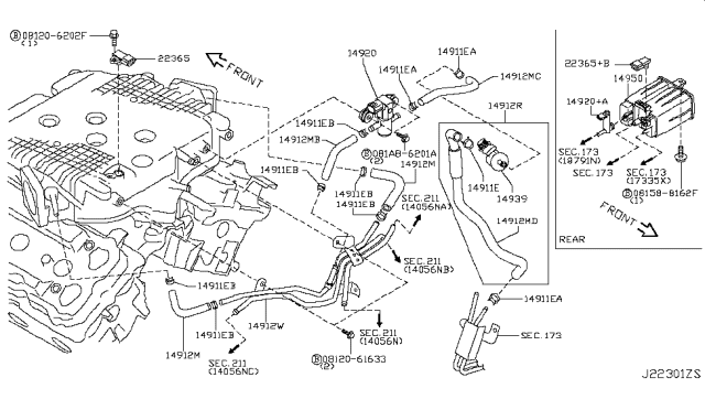 2017 Infiniti QX70 Engine Control Vacuum Piping Diagram 3