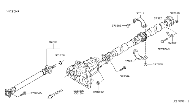 2013 Infiniti FX50 Propeller Shaft Diagram 2