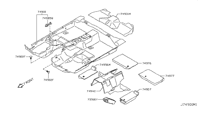 2016 Infiniti QX70 Floor Trimming Diagram 1