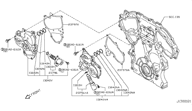 2012 Infiniti FX50 Cover-Valve Timing Control Diagram for 13040-JK24B