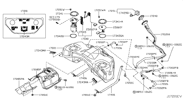 2011 Infiniti FX35 In Tank Fuel Pump Diagram for 17040-1CJ0C