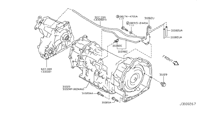 2012 Infiniti FX35 Auto Transmission,Transaxle & Fitting Diagram 3