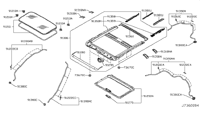 2010 Infiniti FX50 Inner Assy-Blind,LH Diagram for 91381-JK04A