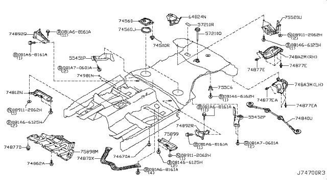 2010 Infiniti FX35 Floor Fitting Diagram 3