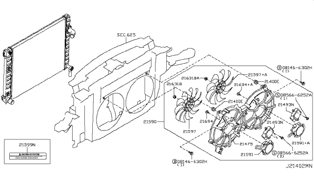 2013 Infiniti FX50 Radiator,Shroud & Inverter Cooling Diagram 8