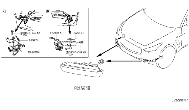 2016 Infiniti QX70 Bracket-Daytime Running Lamp,LH Diagram for B6926-1A50A