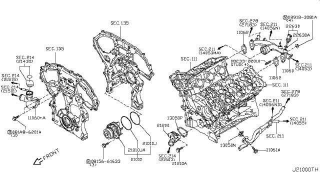 2010 Infiniti FX35 Water Pump, Cooling Fan & Thermostat Diagram 2