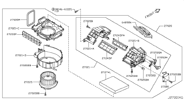 2009 Infiniti FX35 Heater & Blower Unit Diagram 1