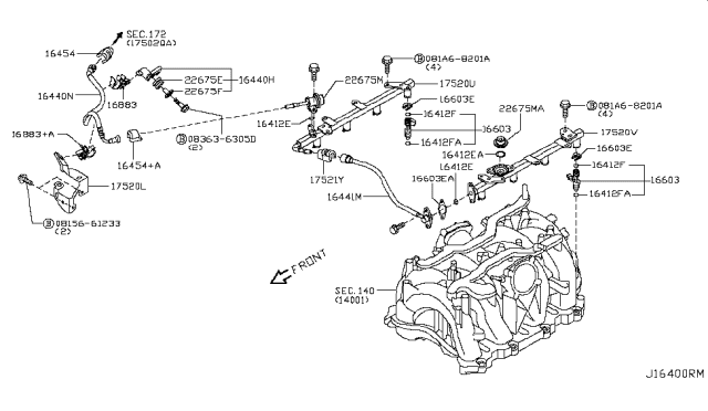 2009 Infiniti FX35 Fuel Injection Pressure Regulator Diagram for 22675-JA10A