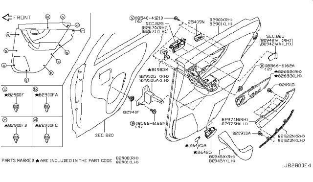2016 Infiniti QX70 Rear Door Trimming Diagram 2