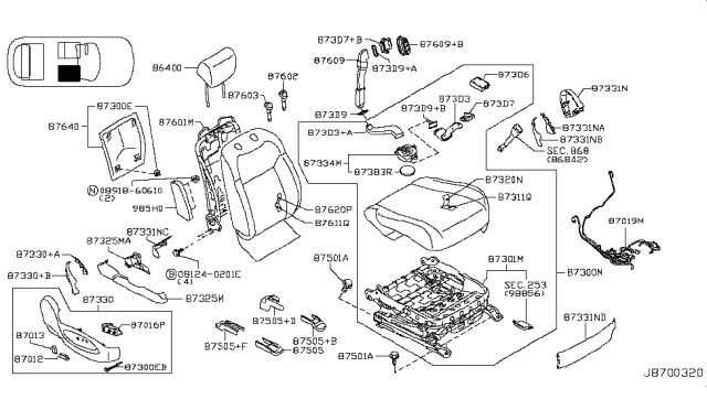 2011 Infiniti FX50 Front Seat Diagram 10