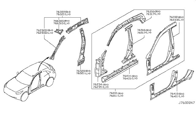 2011 Infiniti FX35 Reinforcement-Sill Outer,RH Diagram for 76424-1CA1A