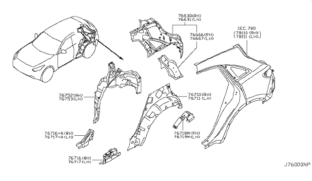 2016 Infiniti QX70 Body Side Panel Diagram 2