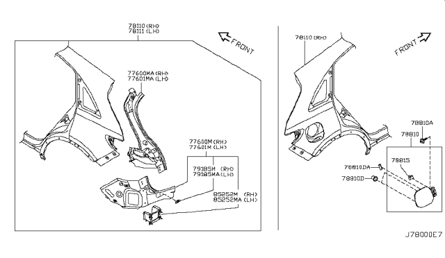 2013 Infiniti FX37 Rear Fender & Fitting Diagram