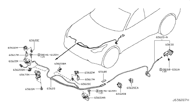 2014 Infiniti QX70 Hood Lock Control Diagram