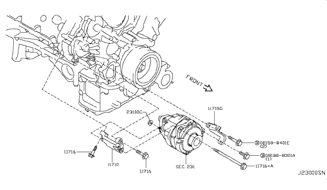 2013 Infiniti FX37 Alternator Fitting Diagram 1