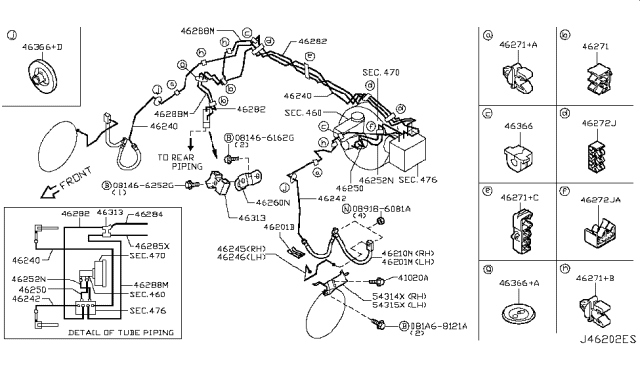 2013 Infiniti FX37 Brake Piping & Control Diagram 6