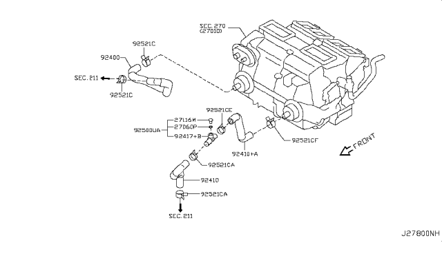 2010 Infiniti FX50 Heater Piping Diagram 1