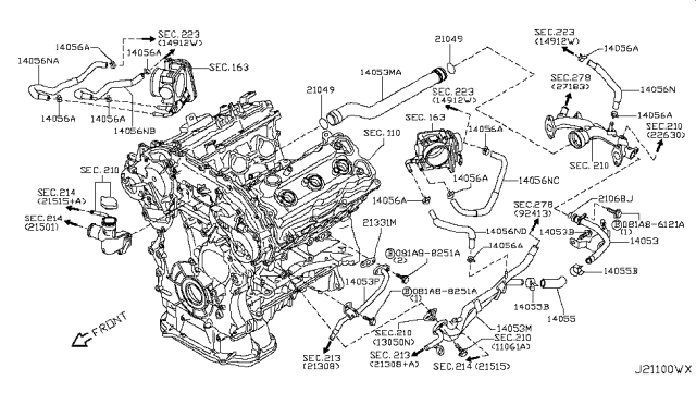 2011 Infiniti FX50 Water Hose & Piping Diagram 3