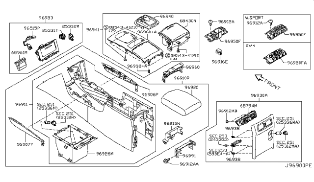 2009 Infiniti FX50 Console Box Diagram 1