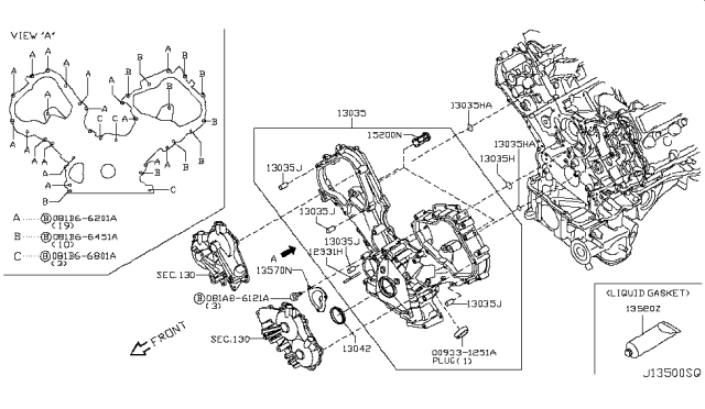 2011 Infiniti FX35 Front Cover,Vacuum Pump & Fitting Diagram 1