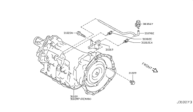 2011 Infiniti FX35 Auto Transmission,Transaxle & Fitting Diagram 2