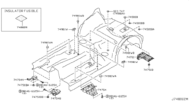 2014 Infiniti QX70 Floor Fitting Diagram 6