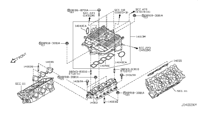 2013 Infiniti FX50 Collector - Intake Manifold Diagram for 14010-JK22A