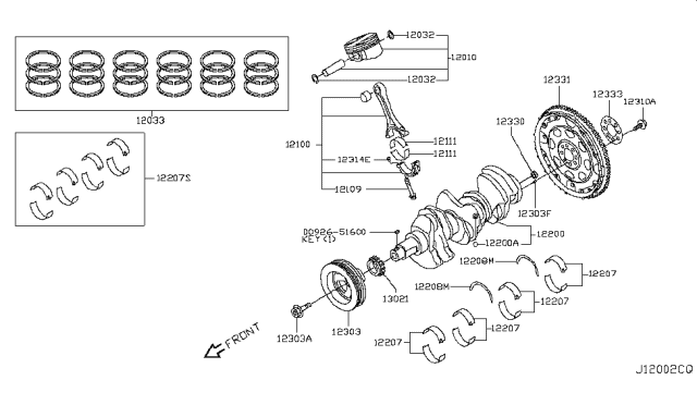 2012 Infiniti FX50 Piston,Crankshaft & Flywheel Diagram 3