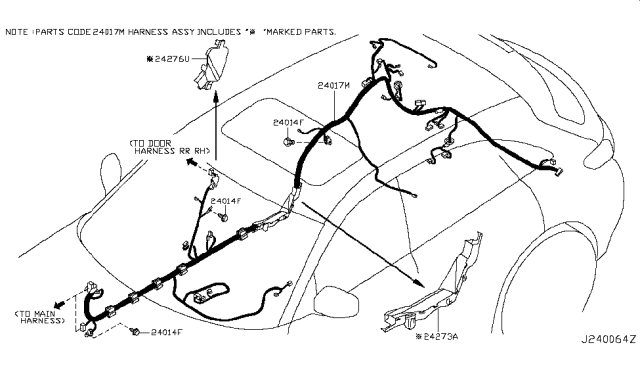 2009 Infiniti FX50 Harness-Body, NO. 2 Diagram for 24017-1WW0A